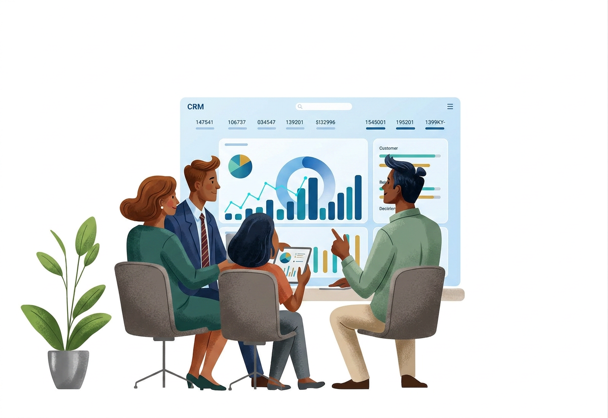 Team working with the Rokeler CRM dashboard